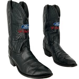 Vintage 90s Laredo Ford Racing embroidered black western cowboy boots men's 11D